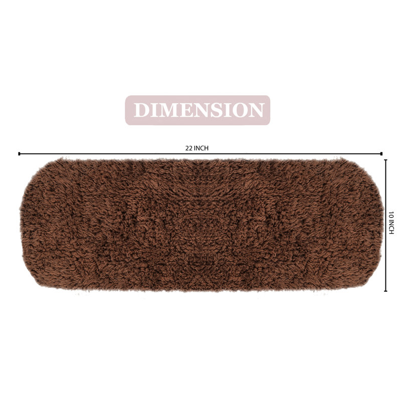 Tapis de bain 100% coton touffeté, housse de réservoir très douce et lavable à la machine 10 x 22 po, Chocolat
