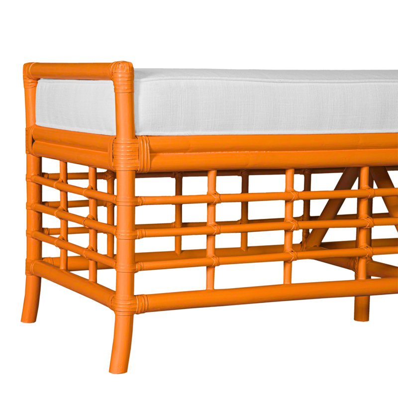 Luna Upholstered Bench, Citrus Orange