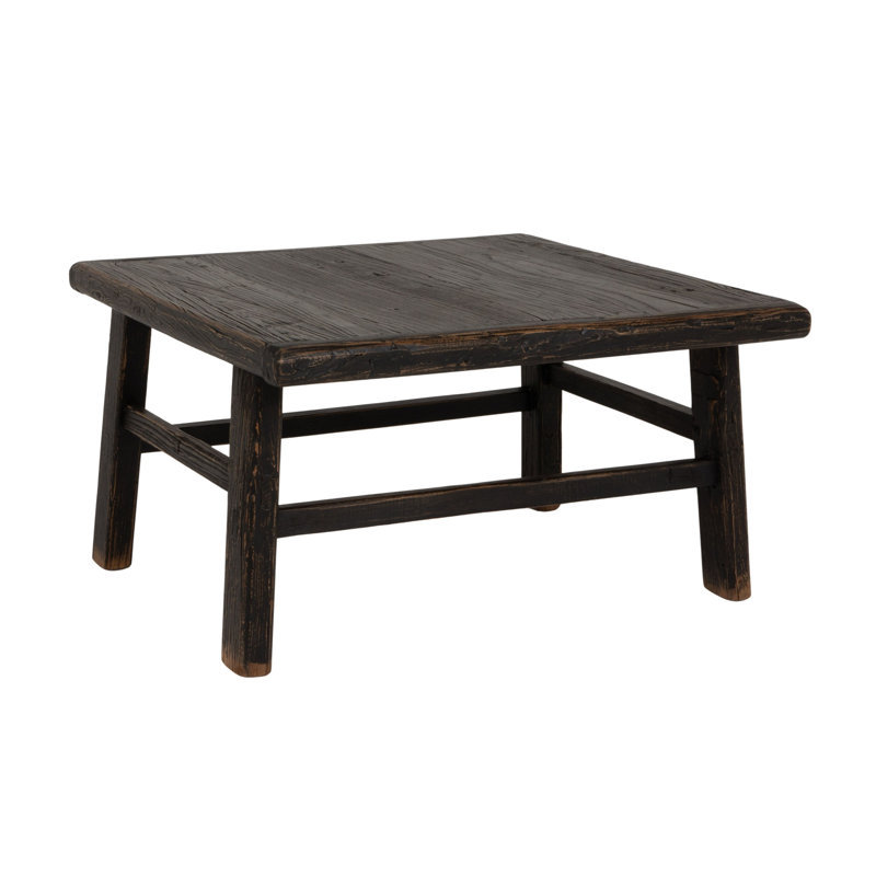 Table basse carrée en bois d'orme récupéré Fostoria, noir, H 16,75 po x l 30 po x P 30 po
