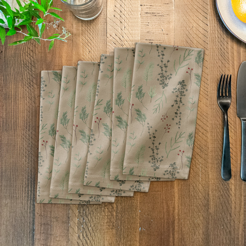 Moscu Cotton Twill Floral Square Napkin, Brown