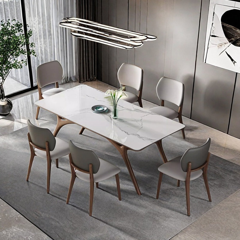 Table de salle à manger spacieuse en bois de frêne avec chaise assortie, H 29,52 po x L 55,11 po x l 31,49 po