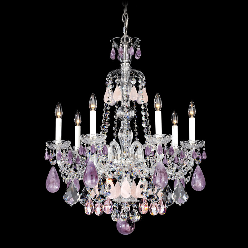 Hamilton 7 - Light Glass Chandelier, Silver, Rock Clear