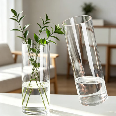Grand grand ensemble de vases cylindriques en acrylique transparent pour centres de table, grands vases en plastique incassables avec capuchons de support pour la décoration intérieure, les mariages et la culture hydroponique