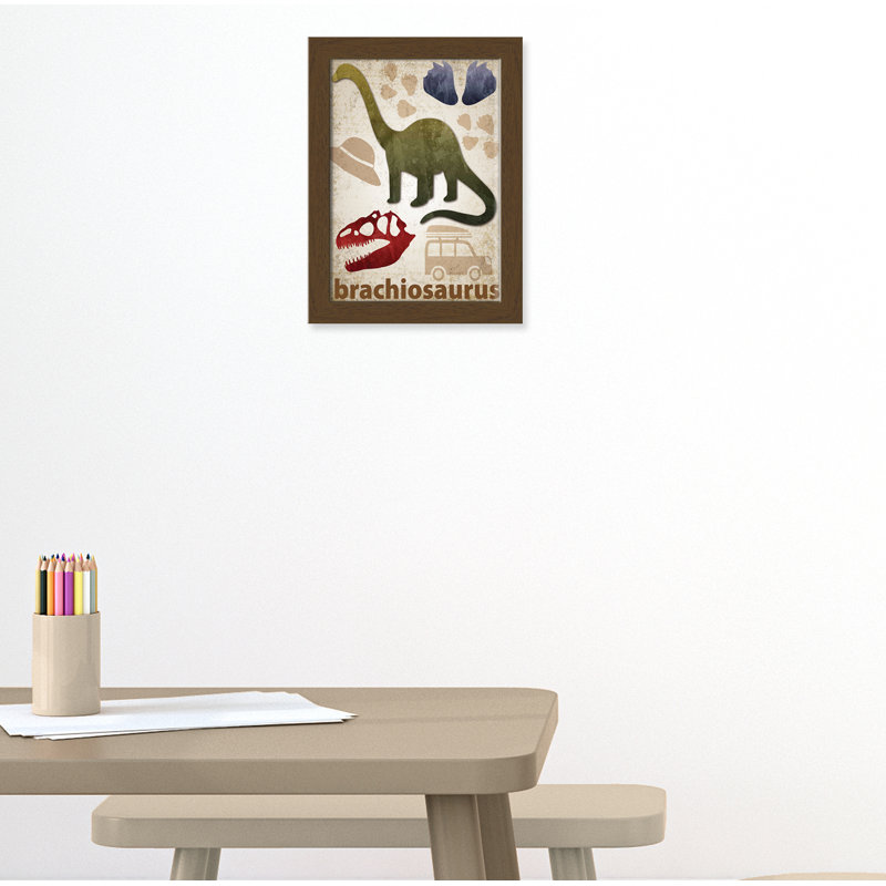 Adhésif décoratif dinosaures-03 ', H 16 po x l 12 po x P 0,625 po, Encadré plat noyer