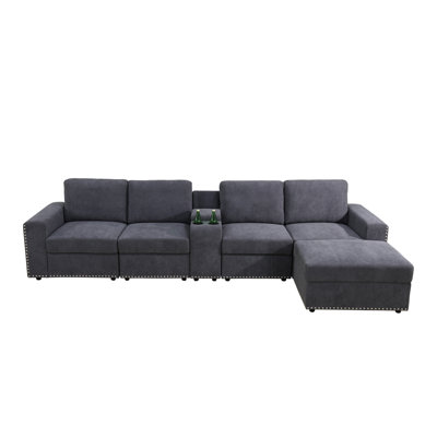 Upholstered L-Shaped Sectional Reversible