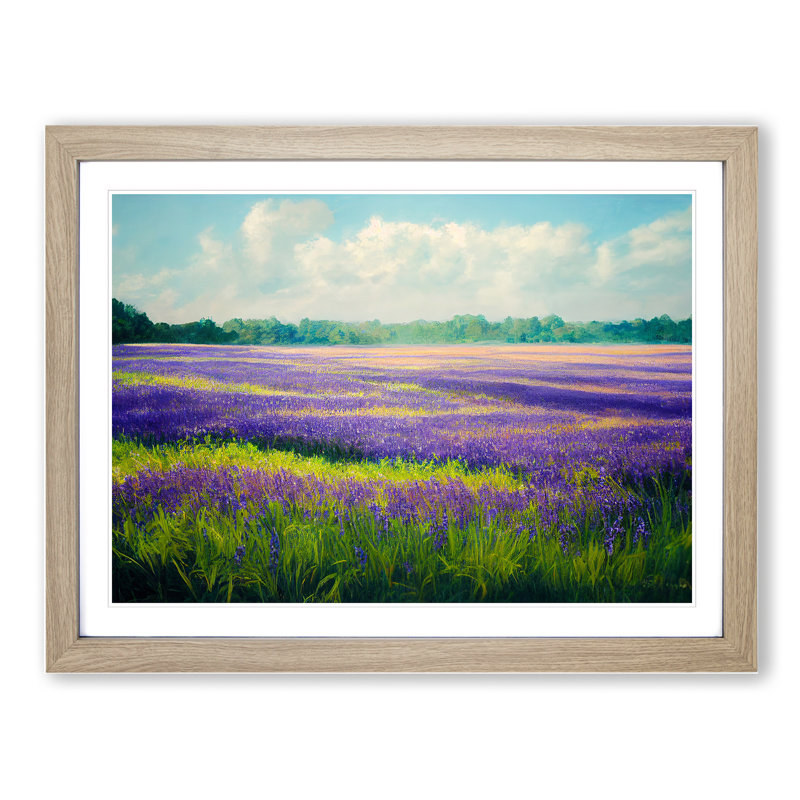 Gentle Bluebell Field 1 Piece Single Picture Frame Wall Art, 25cm H x 34cm W x 2cm D, Oak Framed