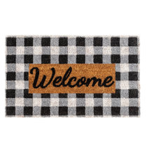 Black and White Striped Rug Outdoor Reversible Mat 35.4'' x 59'' Front Door  Mat Hand-Woven Cotton Indoor/Outdoor for Layered Door Mats,Welcome Door