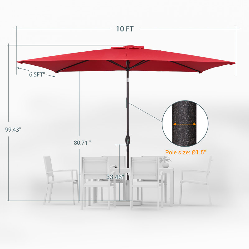 Parasol de marché rectangulaire 10 pi x 6,5 pi Kimora, Rouge
