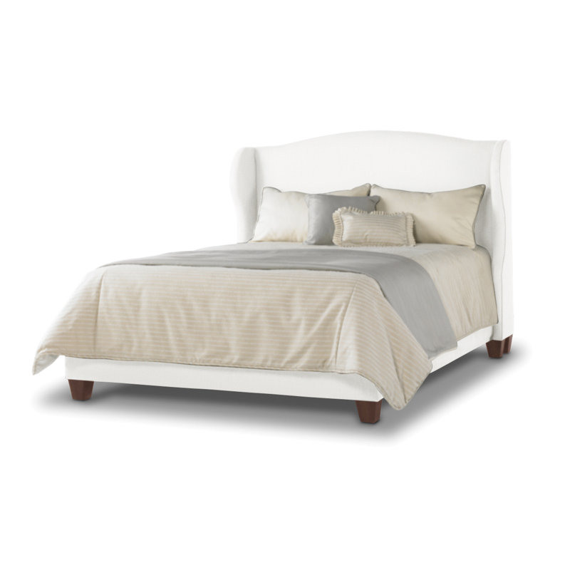 Upholstered Wingback Bed, King, Snow
