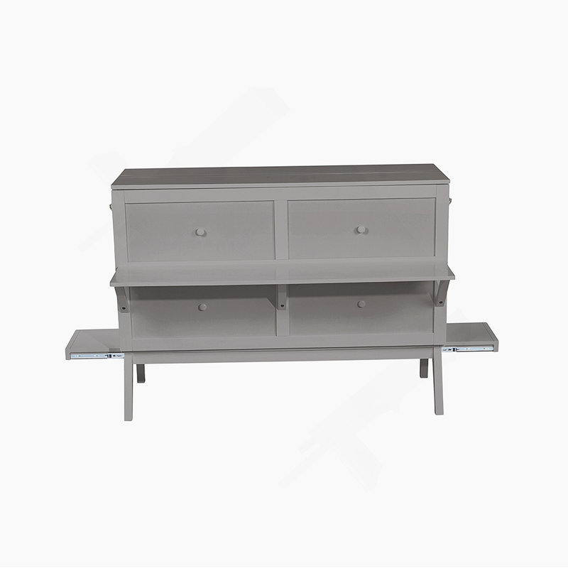 Lit escamotable avec port USB et tablettes amovibles de chaque côté, lit escamotable en pin massif pour bureau personnel, chambre d'amis