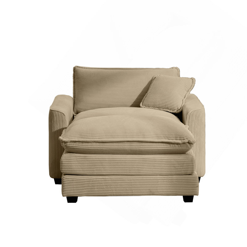 Canapé confortable à siège profond avec repose-pieds simple et coussin, Tanné