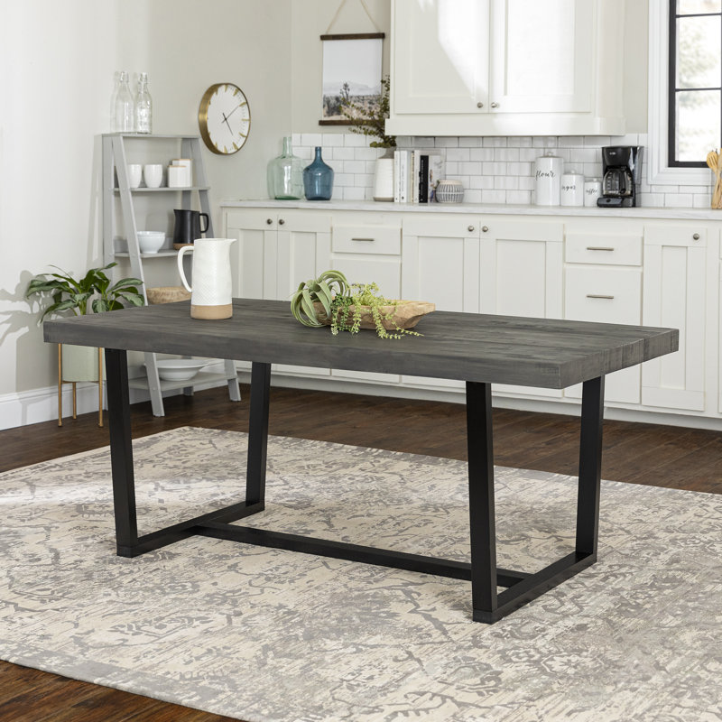 Amarapal Pine Solid Wood Dining Table, Gray, 30" H x 72" L x 36" W