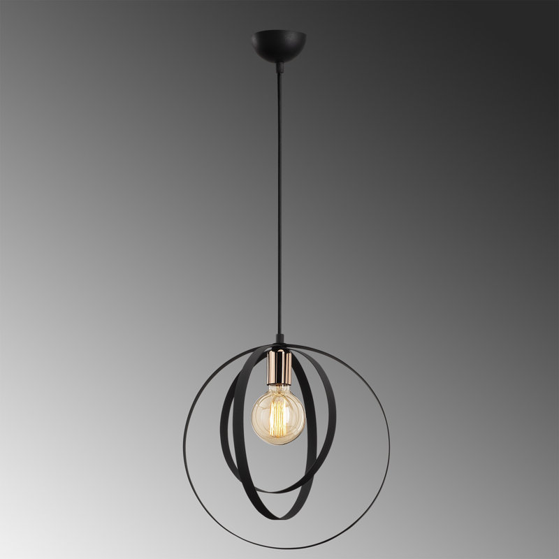 Luminaire suspendu sphère 1 lumière Halden, Noir, noir, noir, noir