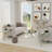 24 Inch Clear Tempered Glass End Table Set Couch Side Table With Mirrored Silver Base Set Of 4