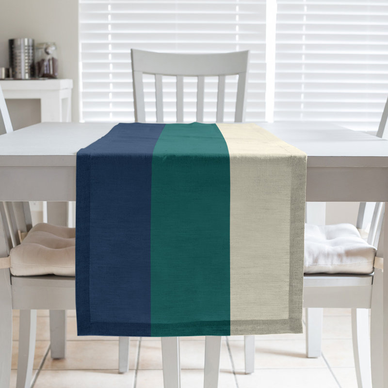 Chemin de table, 72 po x 16 po, Bleu marine / vert nord-ouest / crème, San Francisco