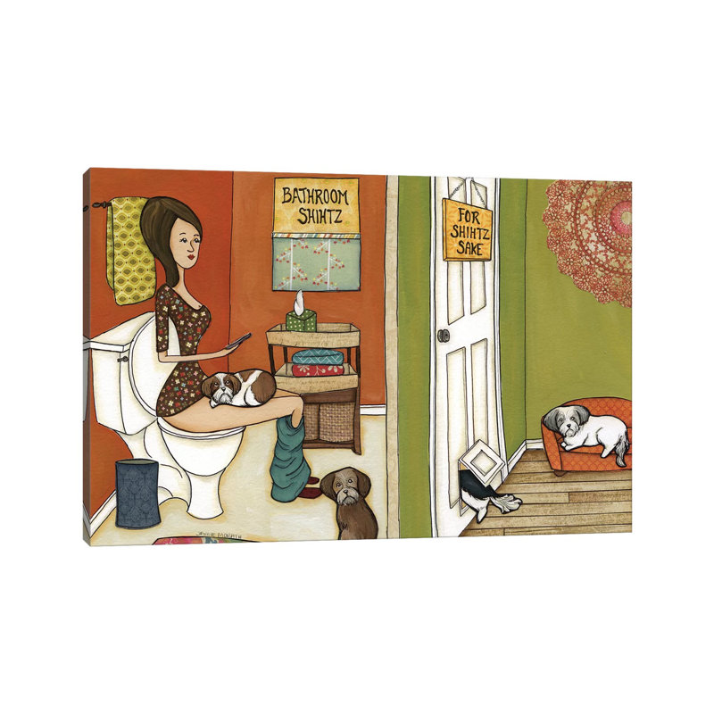 Bathroom Shihtz by Jamie Morath - Wrapped Canvas Print, 66.04 cm H x 45.72 cm W x 3.175 cm D