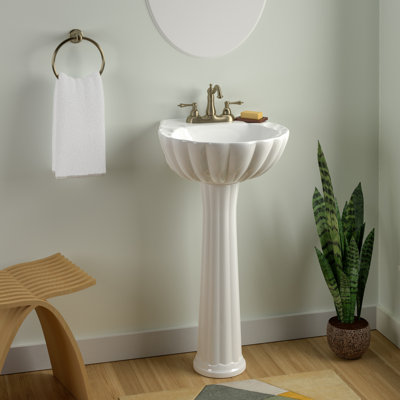 Lavabo de salle de bain sur pied en porcelaine vitrifiée avec trop-plein 27,12 po Bali