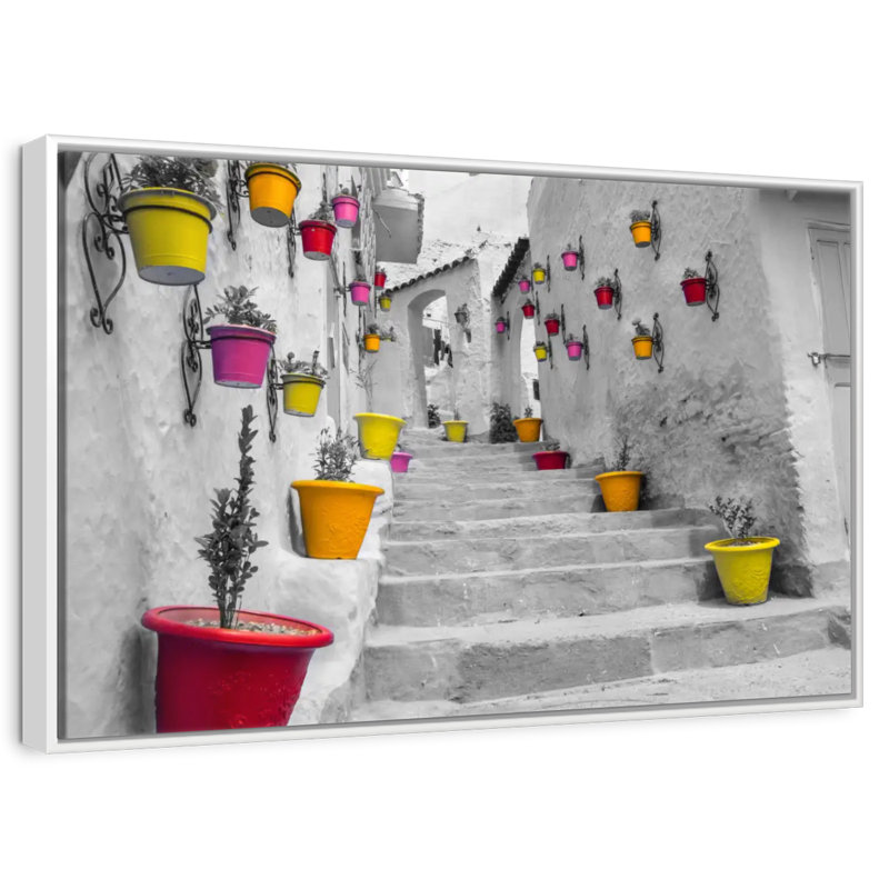 Escalier marocain Pop, Cadre flottant blanc, 31 po x 21 po