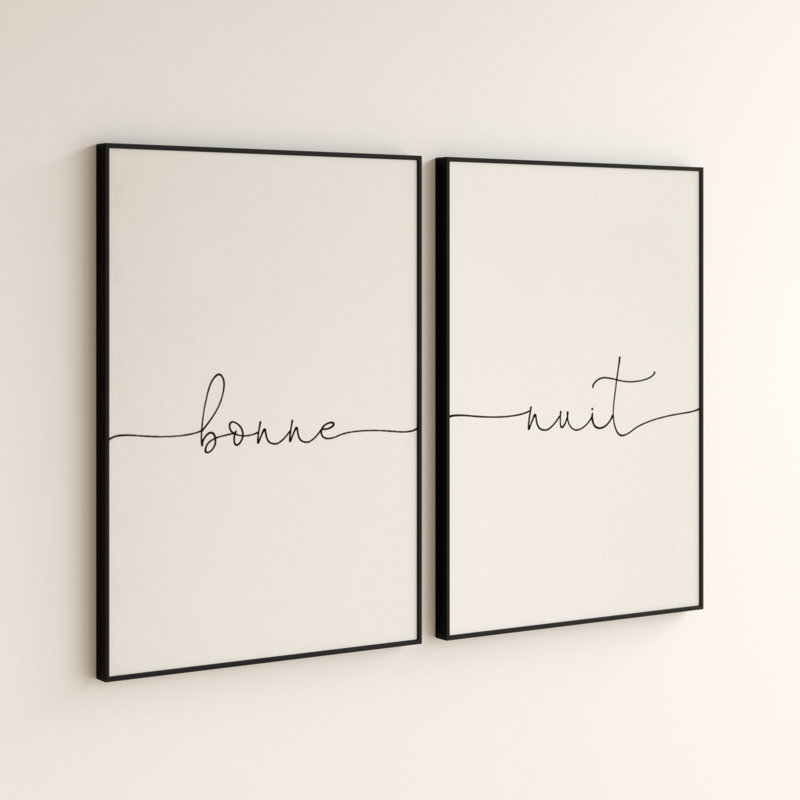 Bonne Nuit - 2 Piece Print, Matt Black Frame, 31 cm H x 22 cm W x 2.5 cm D