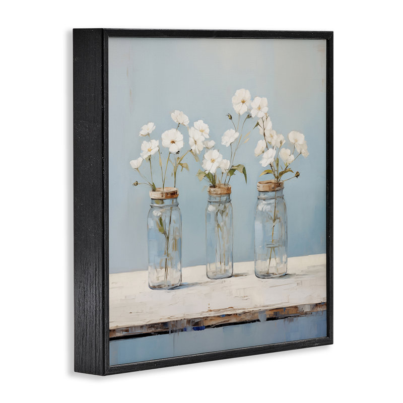 Giclée encadrée Country Pot Bouquet Trio, design par Arlington Prints, Giclée encadrée noir minuit, H 12 po x l 12 po