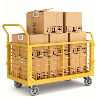 5-in-1 Heavy-Duty Foldable Platform Truck with Cage, 1800 lbs Capacity Utility Cart & Dolly with 360° Swivel Wheels, Collapsible Hand Truck for Moving, Storage & Laundry