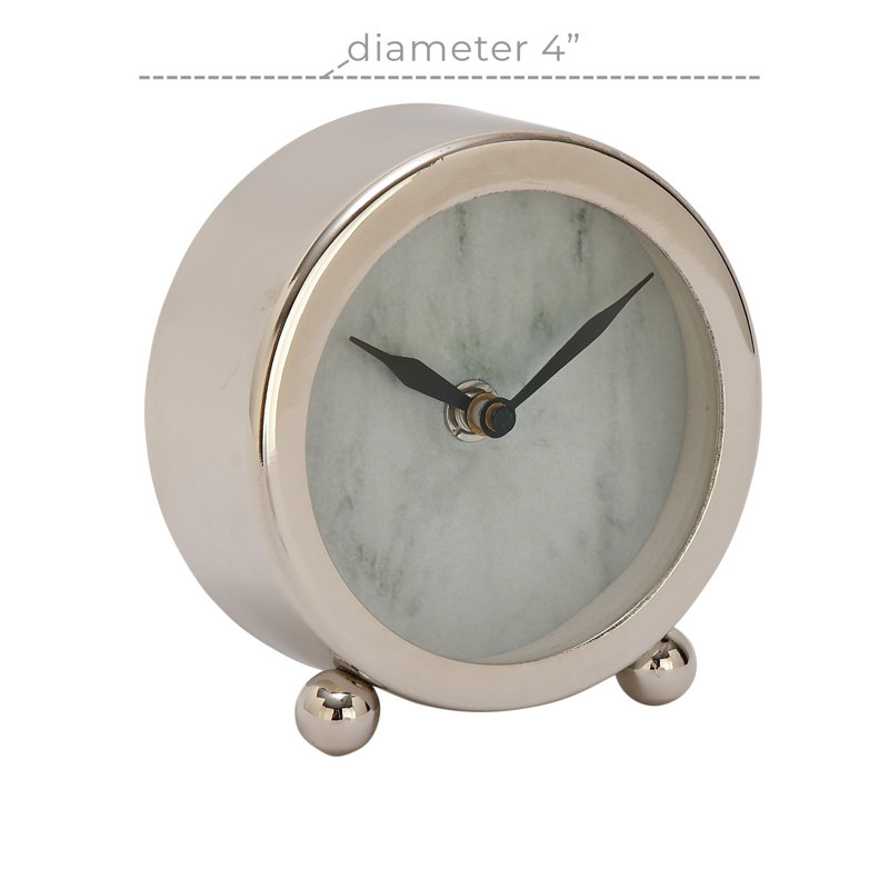 Analog Stainless Steel Mechanical Tabletop Clock, Silver