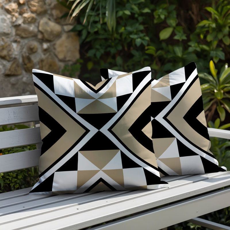 Oreiller réversible intérieur / extérieur Stan, 18x18, Black/Beige