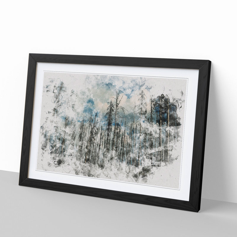 Winter Forest Vol.2 Watercolour - Picture Frame Graphic Art, 48cm H x 65cm W x 2cm D, Black