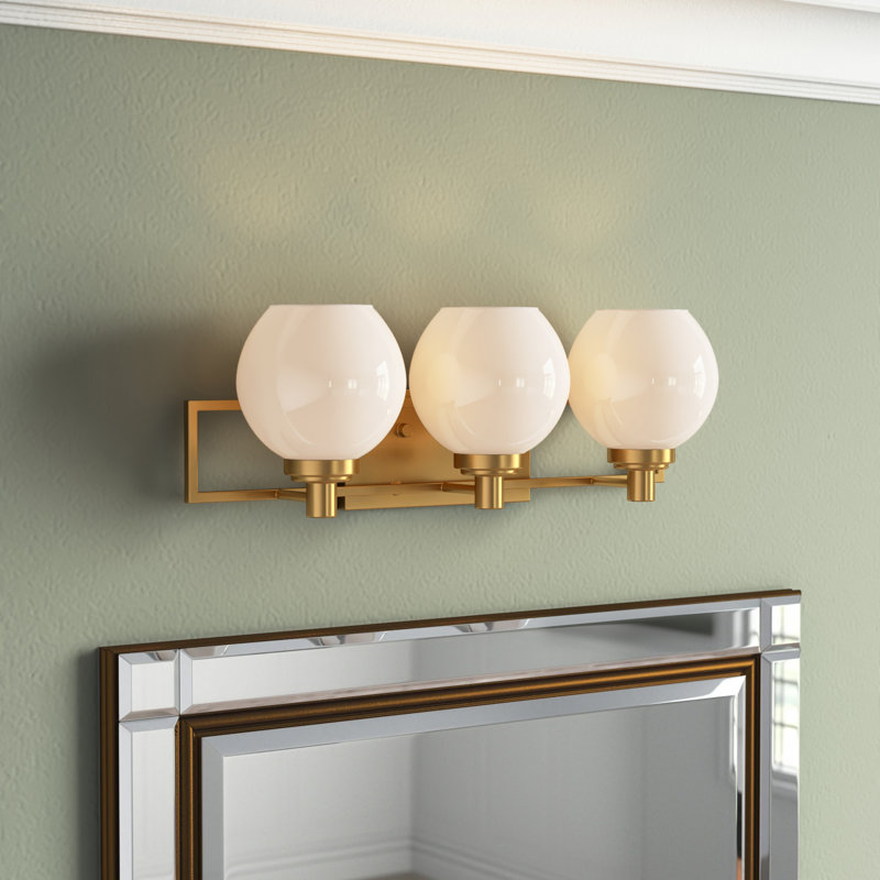 Cherilus 24" W 3-Light Steel Vanity Light with Glass Globe Shades