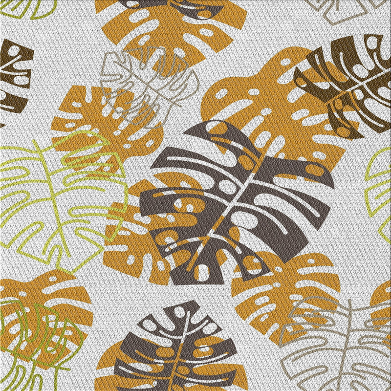 Tapis brun/jaune/gris à motifs, Carré 4 pi