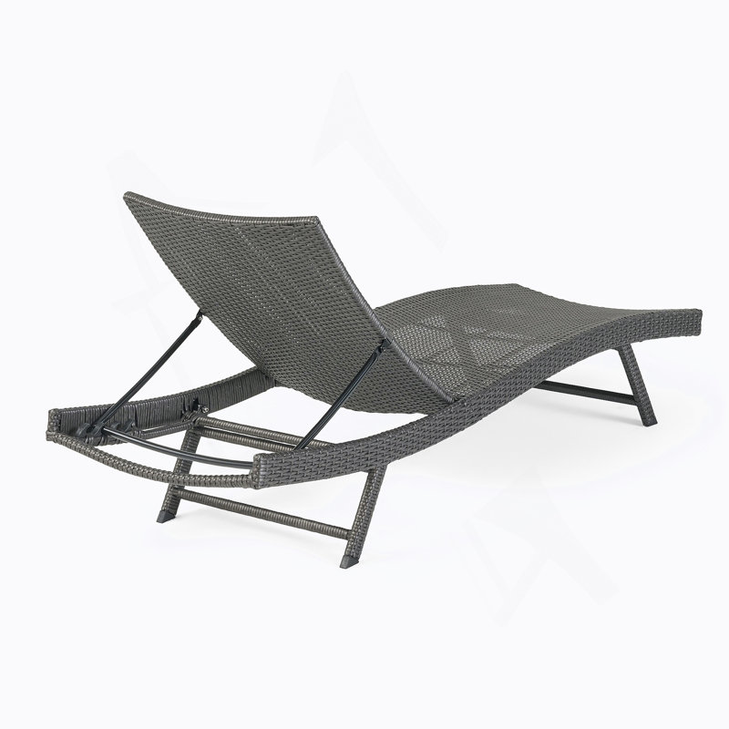 CHAISE EN PE WICKER, Gris