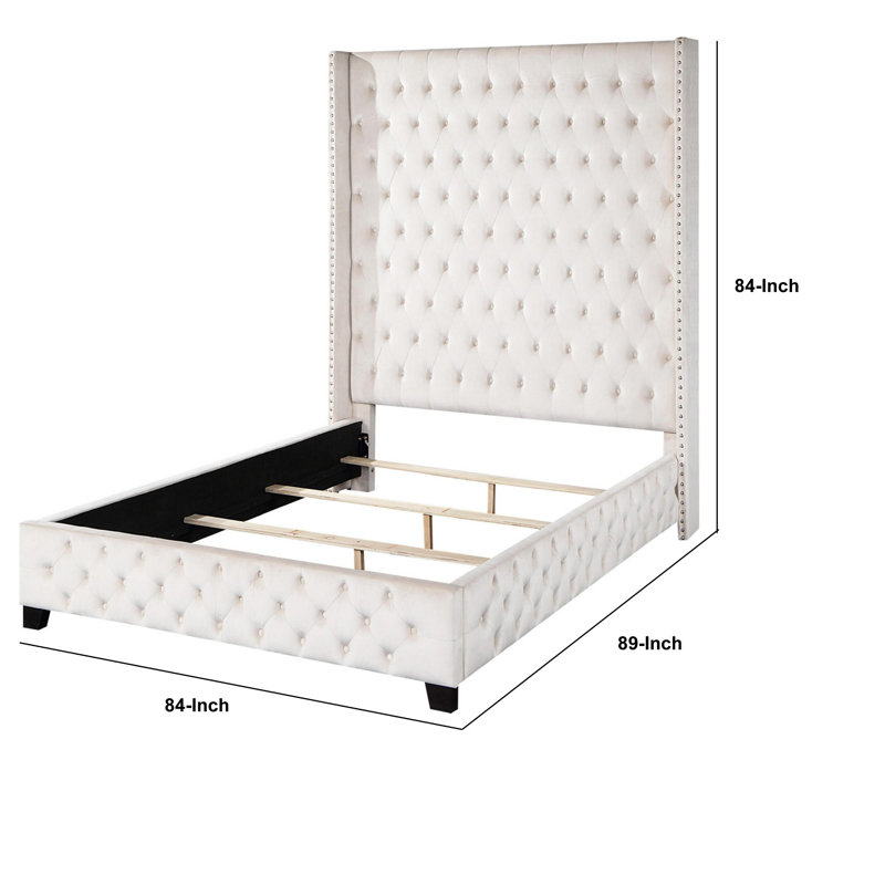 Aliakbar Upholstered Wingback Bed, King