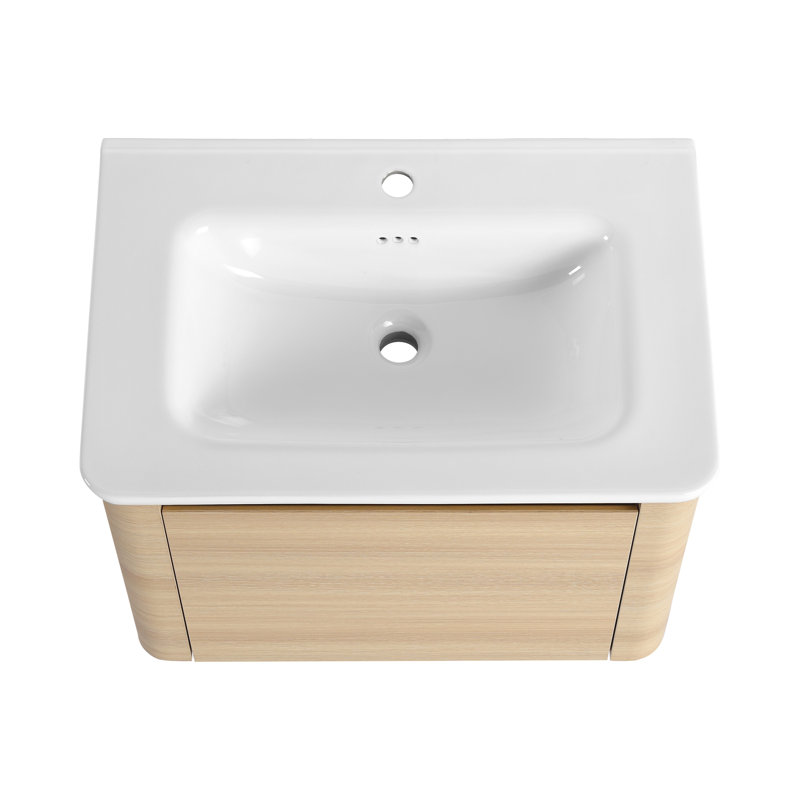 Meuble-lavabo mural avec lavabo en céramique blanche, 30"