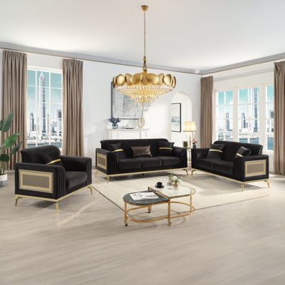 Duplessis 3PC Living Room Set Black