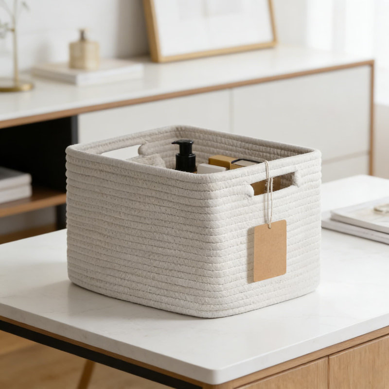 Woven Storage Baskets 5-Pack, Cotton Rope Shelf Organizer Bins For Clothes, Toys, Books, And Bathroom Essentials, Decorative Closet And Pantry Storage Solutions