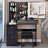 Vanity Desk, 37" Middle Size Left Bedside Cabinet Vanity Table , Cushioned Stool Dresser Set, 2 AC, 2 USB Socket, Hair Dryer Stand, Large Touch Control LED Sliding Mirror, 3-Color Switch, EPA, GCC, UL Certificate-1503640328
