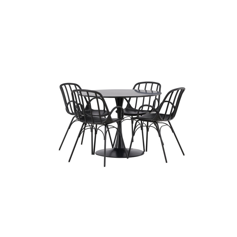 Canales 4 - Person Dining Set, Black, Black
