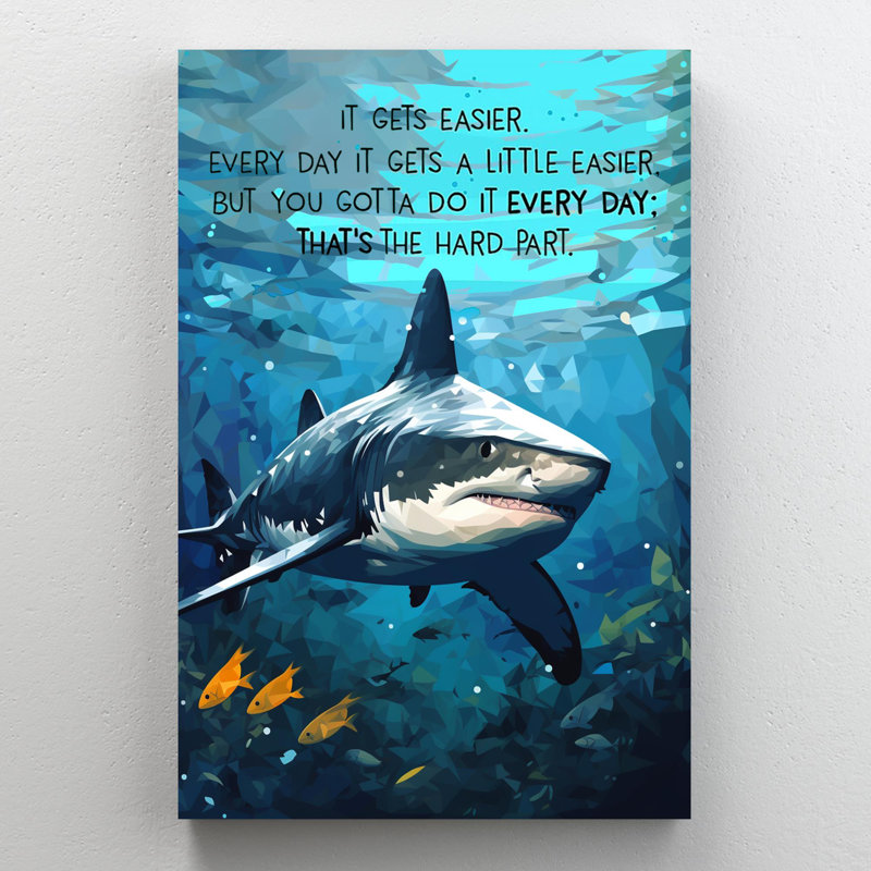 " Shark It Gets Easier ", 24" W x 36" H x 1.25" D