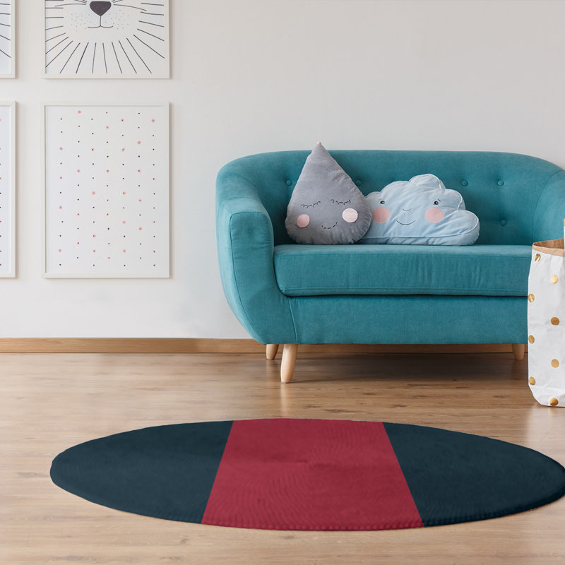 Tapis à rayures en poly-noir houston, Rond 5 pi