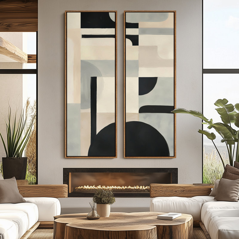 «Vintage Landscape Wall Art», ensemble de 2 toiles encadrées 20 x 60 pouces, Naturel
