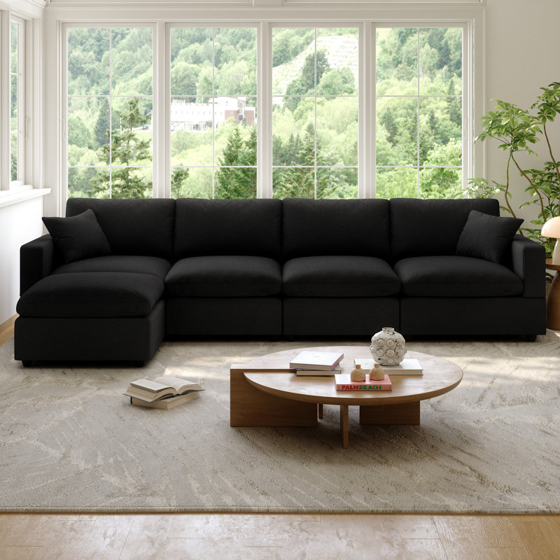 Canapé modulaire Cloud Couch, canapé modulaire convertible à siège profond pour le salon, canapé modulaire rembourré en duvet moelleux avec repose-pieds mobile
