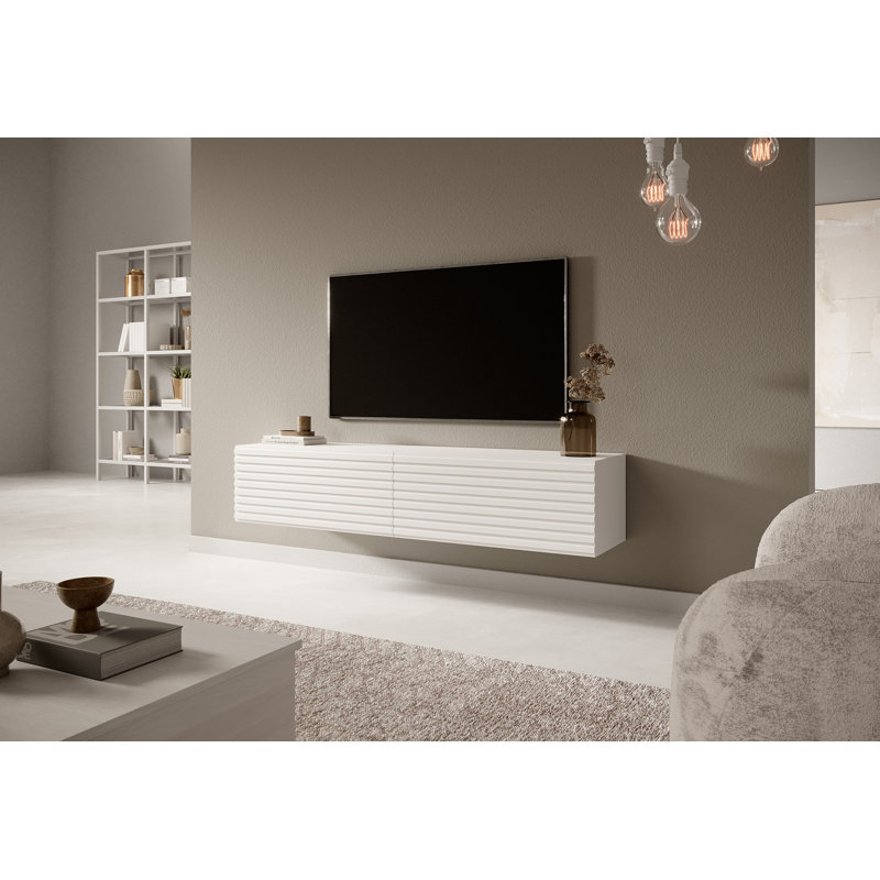 Makenley Unfinished Floating TV Stand, 175 cm, White