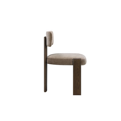 Chaise rembourrée avec dossier incurvé et structure en bois massif