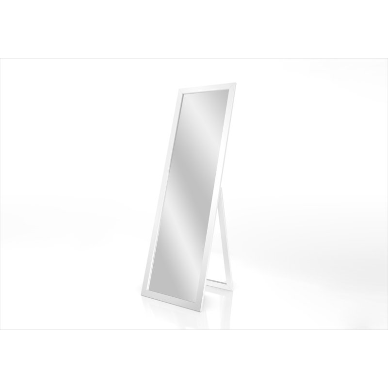 Janaja Wood Flat Floor Mirror, White