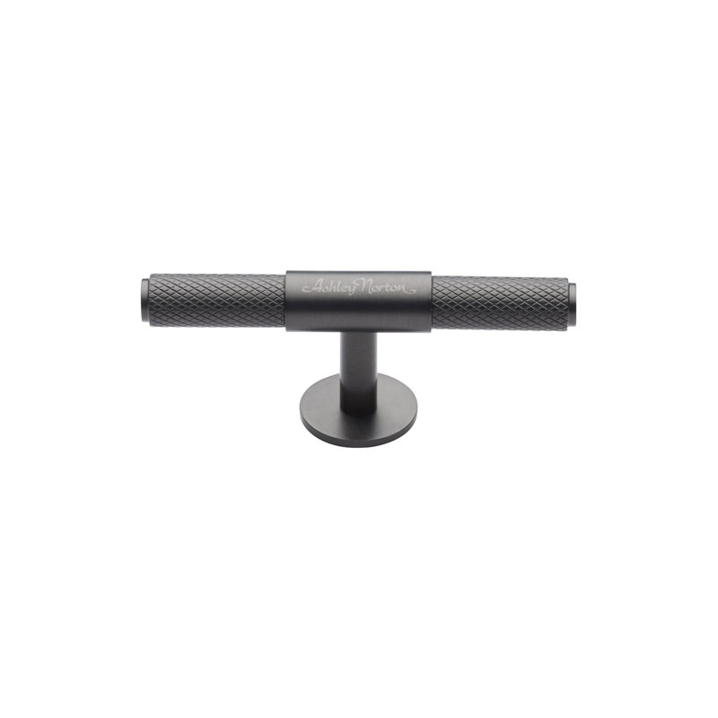 Basel Knurled T Cabinet Pull, Flat Black