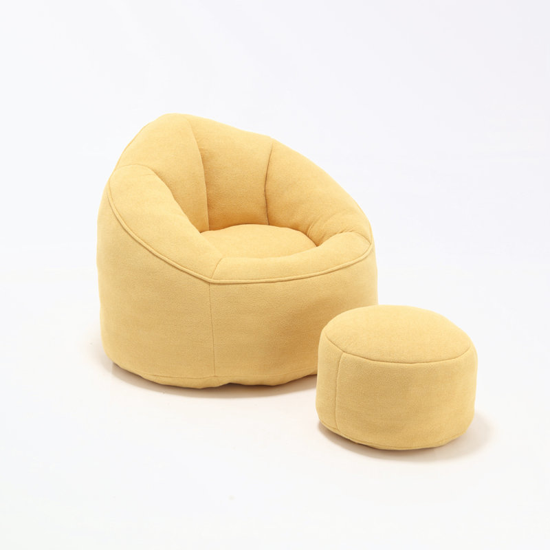 Eryn Barrel Chair with Ottoman, Yellow Microfiber / Microsuede