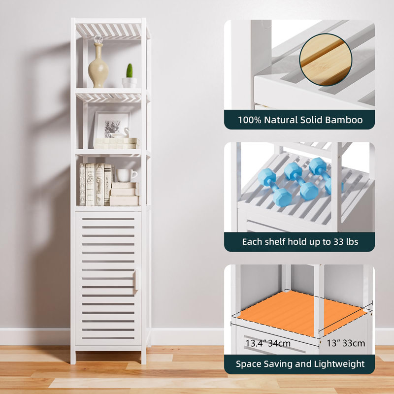 Taylorstown Bamboo Freestanding Linen Cabinet, White