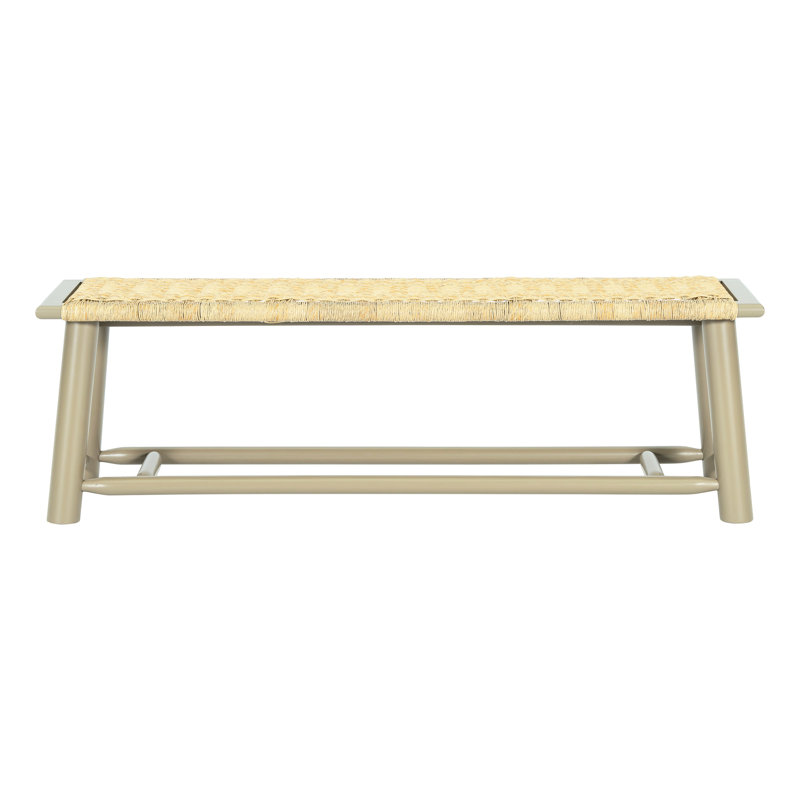 59 Inch Indoor And Covered Outdoor Bench, Modern Style, Seating, Solid Wood Legs, Easy To Move Comfortable, Gold