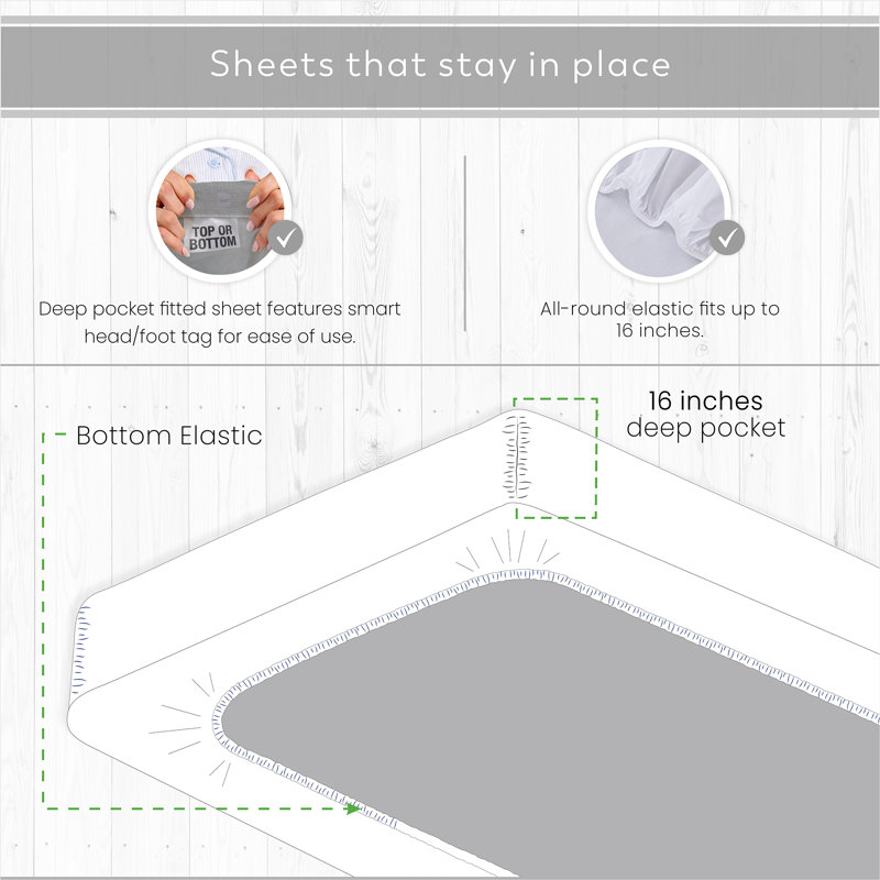 GAIAM Relax 300-Thread Count TENCEL Soft 4pc Sheet Set, White, King Sheet Set with 2 Pillowcases