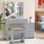 Ensemble de coiffeuse noire avec tabouret et miroir Malissia-1736096601
